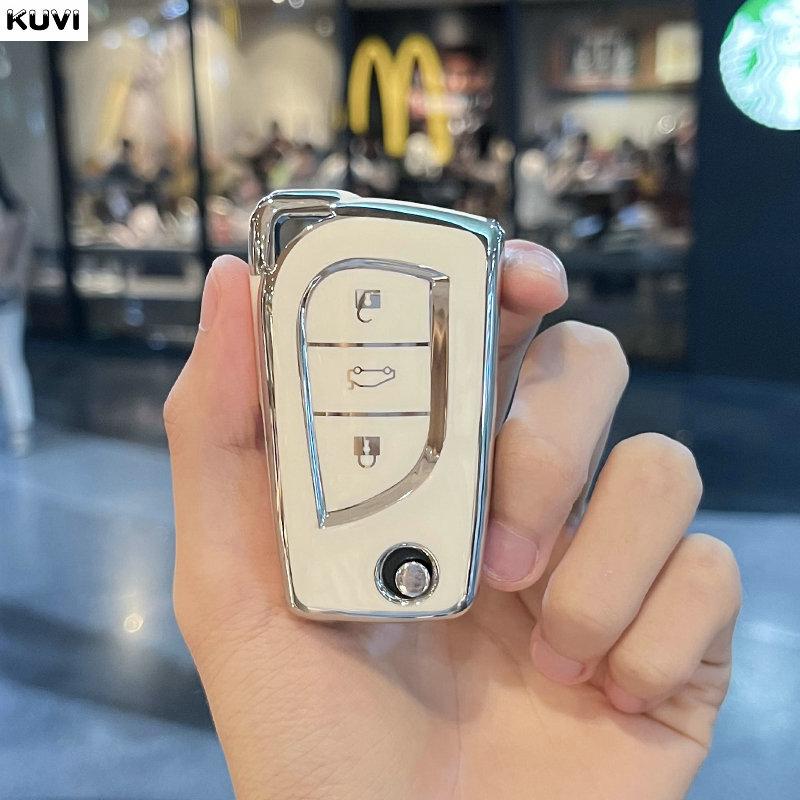 

3 Button Soft Tpu Car Flip Key Cover Case Auto Shell Holder Protector Fob For Toyota Aygo Yaris Highlander Camry Rav4 Keychain