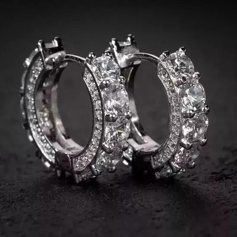 Meier Hip hop full diamond zircon round earrings - unisex hoop earrings