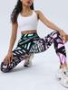 Women's Geometric Print High-Waisted Stretch Leggings for Running, Weightlifting, and Yoga.