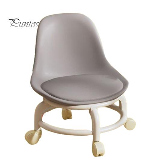 Low Rolling Stool with Backrest 360 Degrees Swivel Wheels Faux Leather Cushion Roller Seat Heavy Duty Rotating Mini Chair Seating Stool
