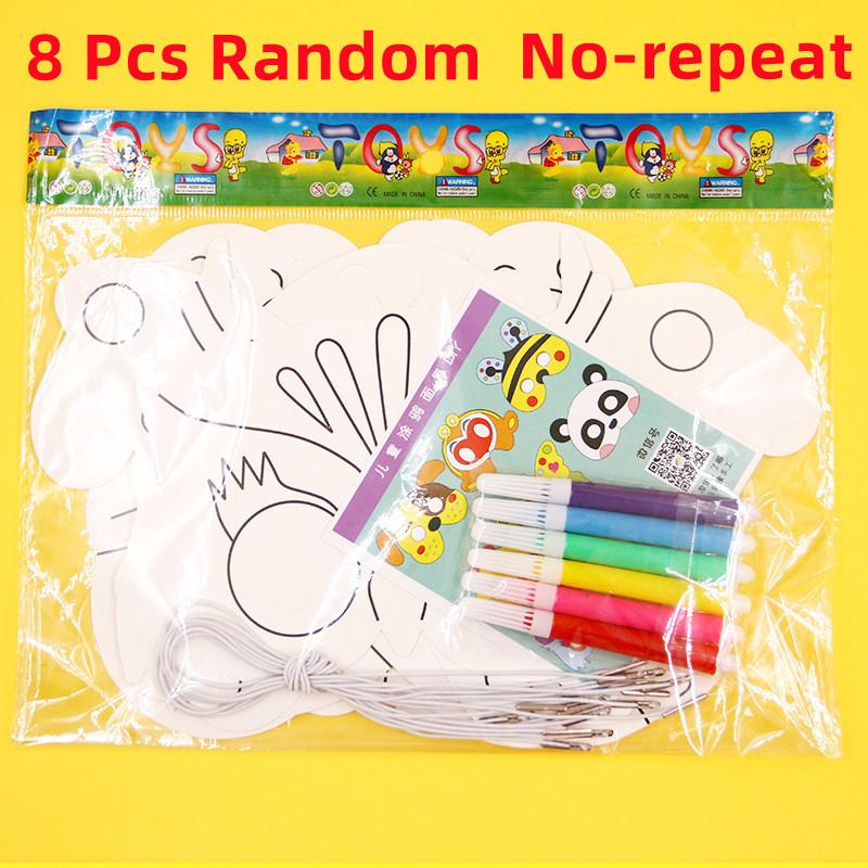 

DIY Kids Color Cartoon Animal Painting 8 Pcs Mask Kindergarten Graffiti Art Craft Toys Children Creative Painting Toys Gift