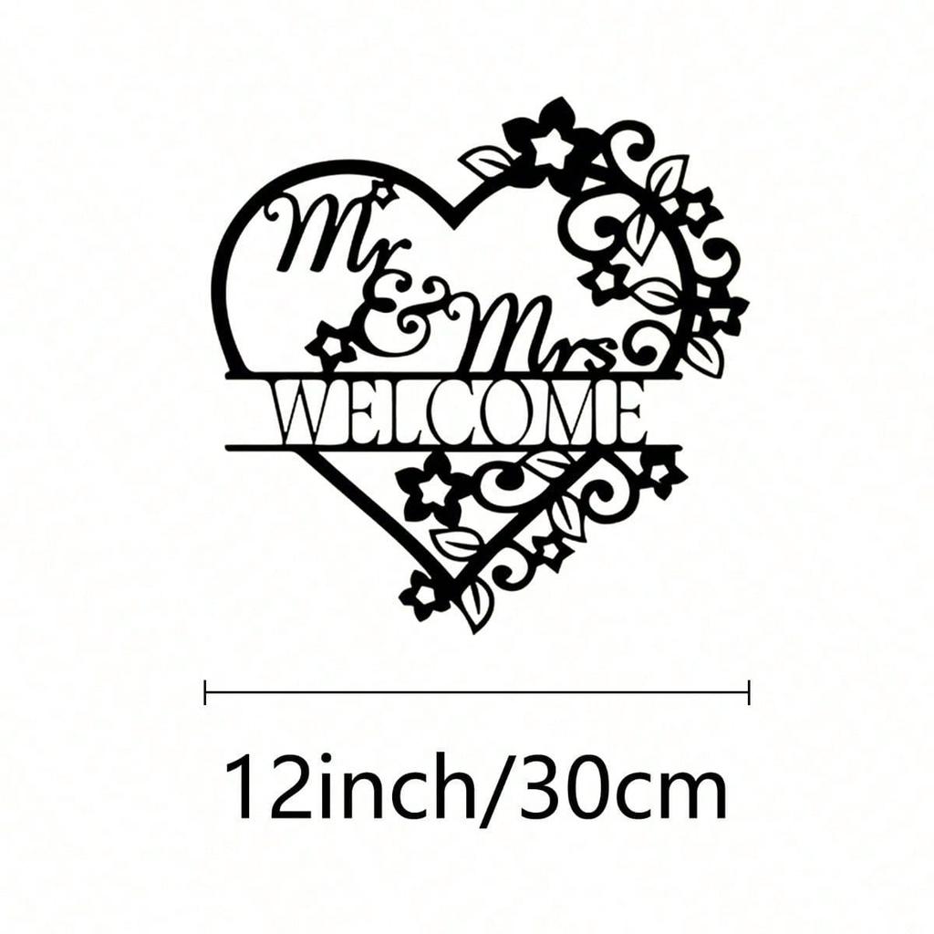 Elegant Heart Metal Wall Decor, Floral Iron Art for Wedding & Valentine's