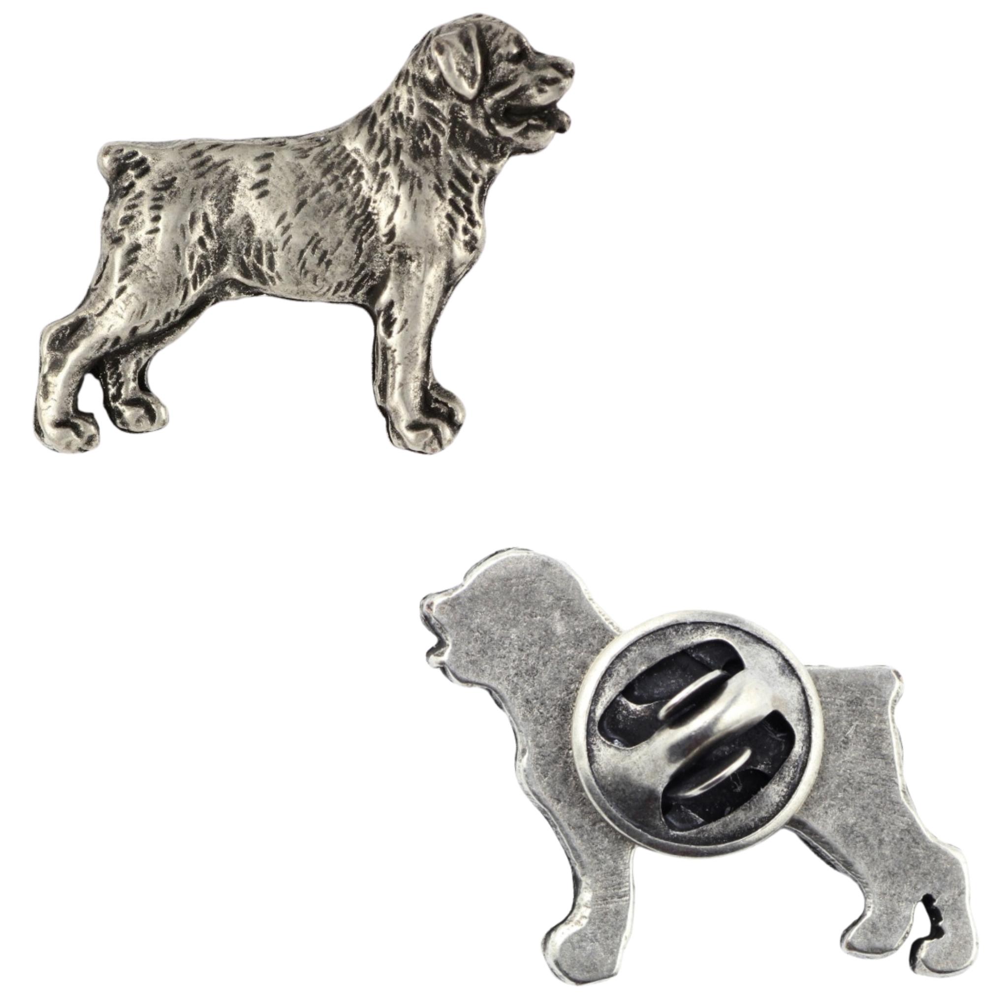 

Rottweiler, Rott, Rottie - Silver-plated dog brooch, elegant pin, jacket lapel decoration by Art-Dog brand