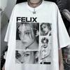 FELIX Obdachlose Kinder Kpop Design T-Shirt Unisex Kurzarm T-Shirt Baumwolle Hochwertig Damen Herren Streetwear