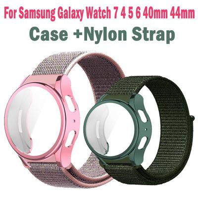 Nylonový řemínek pro Samsung Galaxy Watch FE 7 6 5 4 40mm 44mm Silikonové TPU pouzdro Nárazník Ochrana celé obrazovky