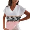Damen Sommer Freizeit T-Shirt Bedrucktes V-Ausschnitt Kurzarm T-Shirt Top