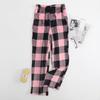 Women's Elastic Waist Plaid Fleece Pajama Pants Loose Fit Sleep Pants For Loungewear