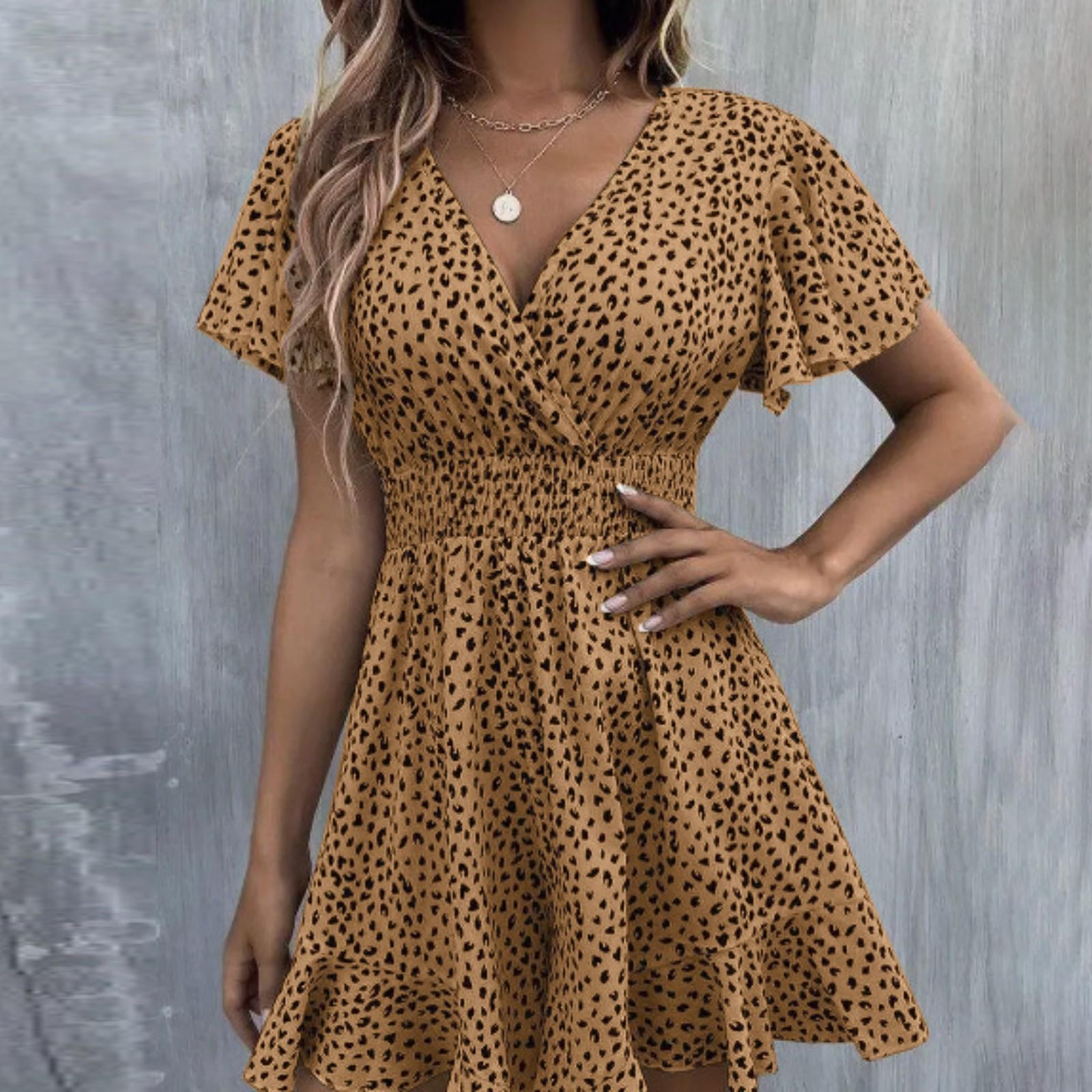 

Сексуальные платья с V-образным вырезом, рукавами с оборками и приталенным силуэтом XL хаки