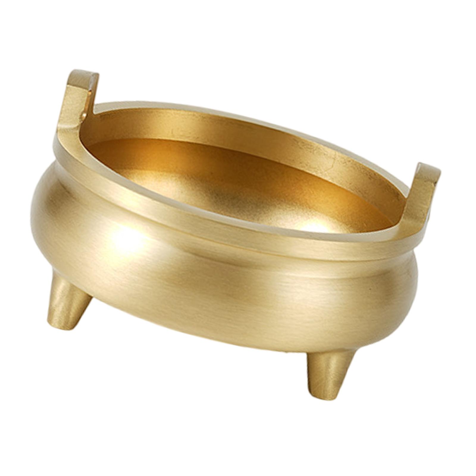 

Антикварные стили Латунная курильница для благовоний Латунная горелка для благовоний с тремя прочными ножками для ценителей культуры, коллекционеров A