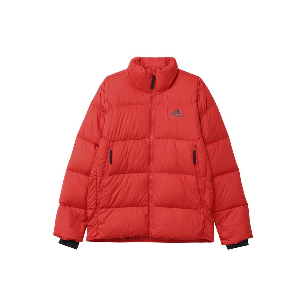 Adidas Letter Logo Pattern High Collar Zip-Up Down Jacket Men Outerwear Red GV5348
