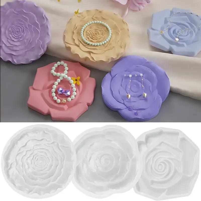 Handmade Creative DIY Flower Shape Tray Silicone Mold Jewelry Display Plate Mold DIY Storage Tray Plaster Dish Molds Clay Mould
