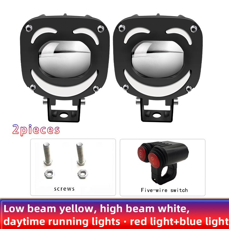 

2 шт., 50 Вт, светодиодный прожектор для мотоцикла, дополнительные светодиодные фары, рабочие противотуманные фары, 3 режима, светодиодные линзы, дополнительные фары дальнего/ближнего света разноцветный