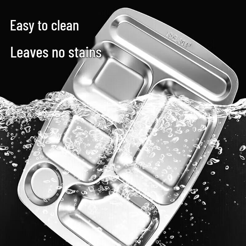 Stainless Steel 5-Compartment Meal Tray