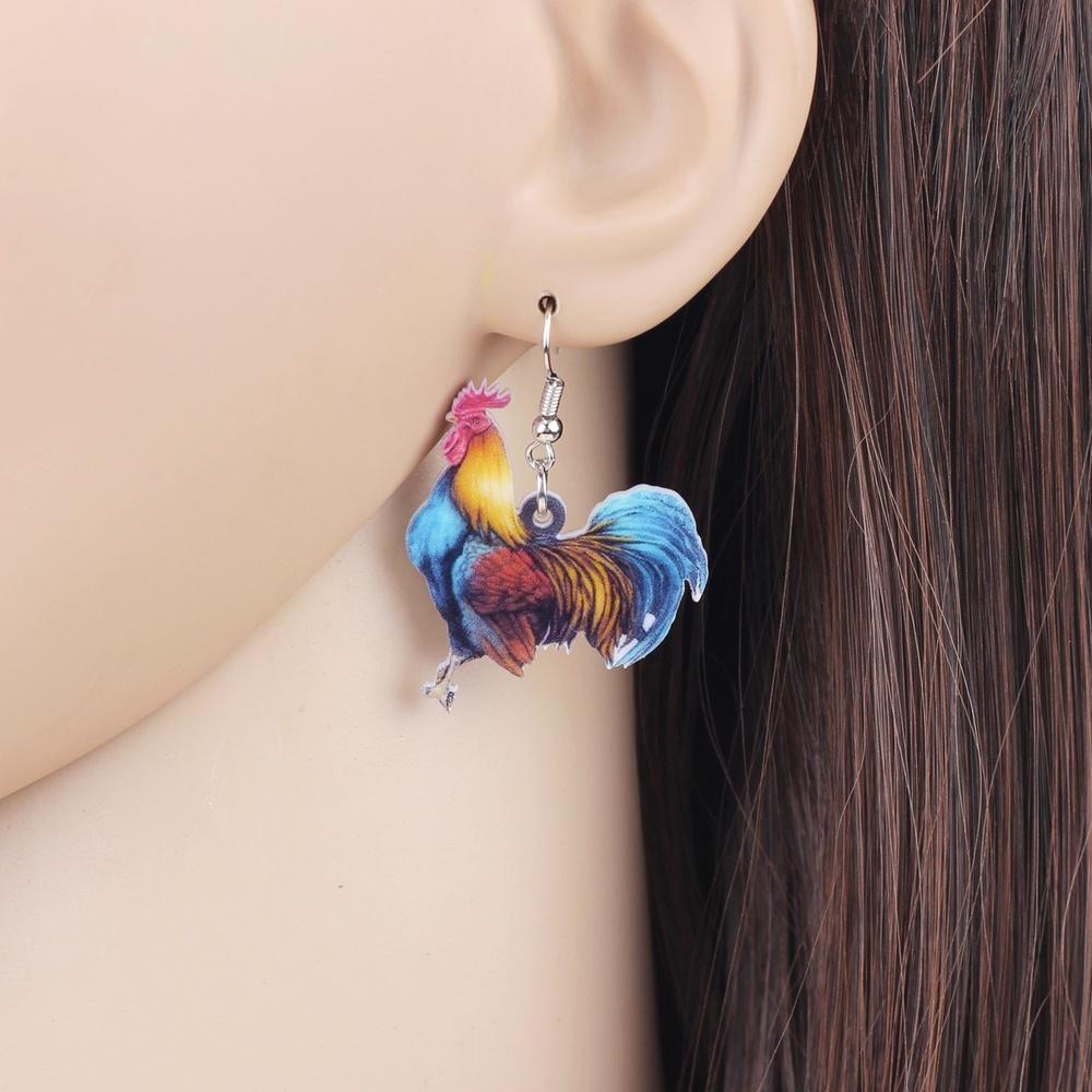 USA Stock Acrylic Flying Violet Sabrewing Hummingbird Bird Earrings Big Long Dangle Drop Fashion Animal Jewelry for Women Girls Kid Nada