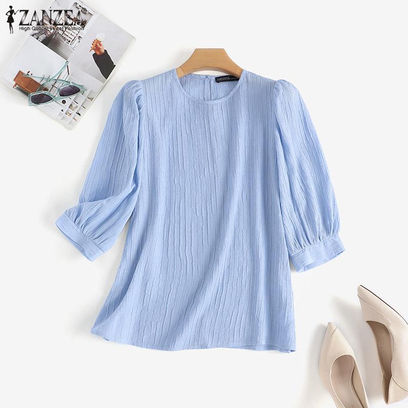 

ZANZEA Лето Повседневный O-образный вырез 3/4 Рукав Женская блузка