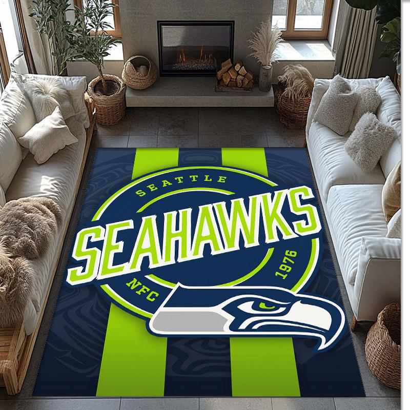 Tappeto in Velluto Cristallo Seattle Seahawks Morbido Anti?Tappetino Antiscivolo Comodo per Casa Soggiorno Camera da Letto Tappeto Decorativo