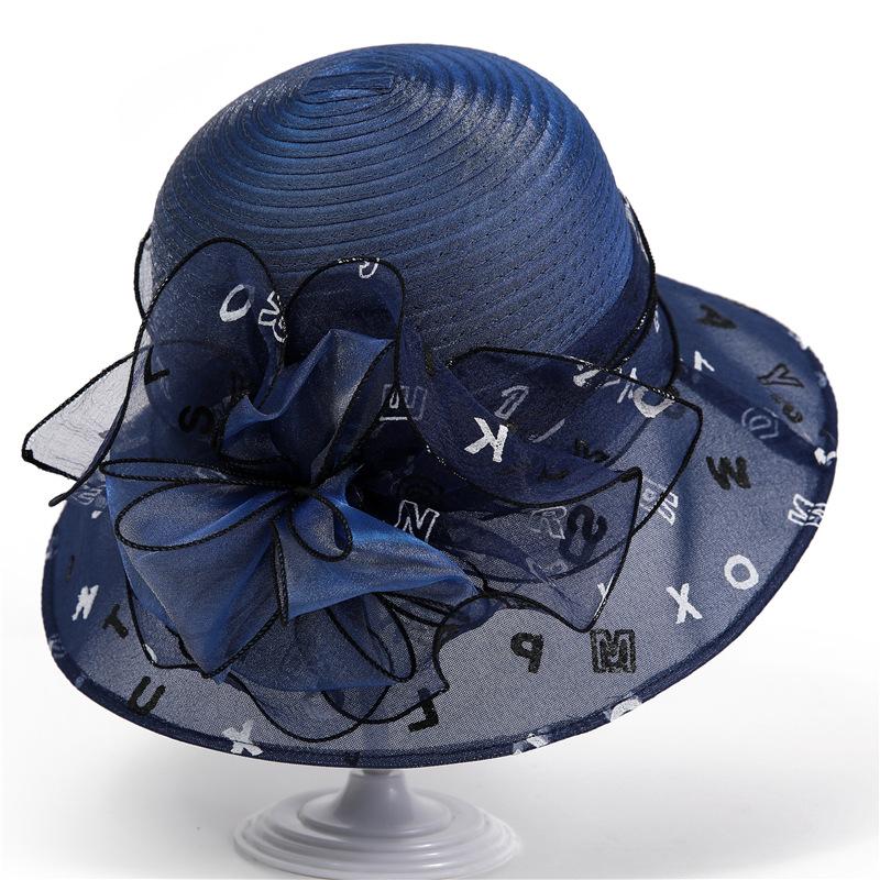 

Элегантная шляпа из органзы с темпераментом, весенне-летняя прохладная шляпа, шляпа-ведро, универсальная шляпа для матери, солнцезащитная шляпа M（56-58cm） тёмно-синий