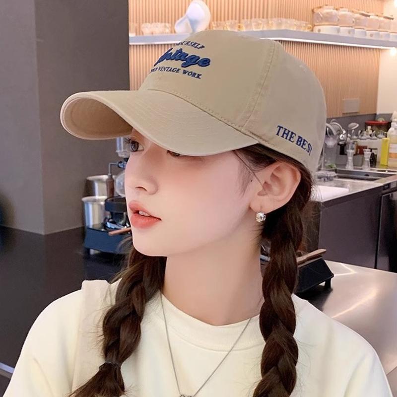 Women Embroidery Letters Baseball Cap Solid Color Cotton Snapback Visors Peaked Hat Korean Girls Outdoor Hip Hop Dad Trucker Cap