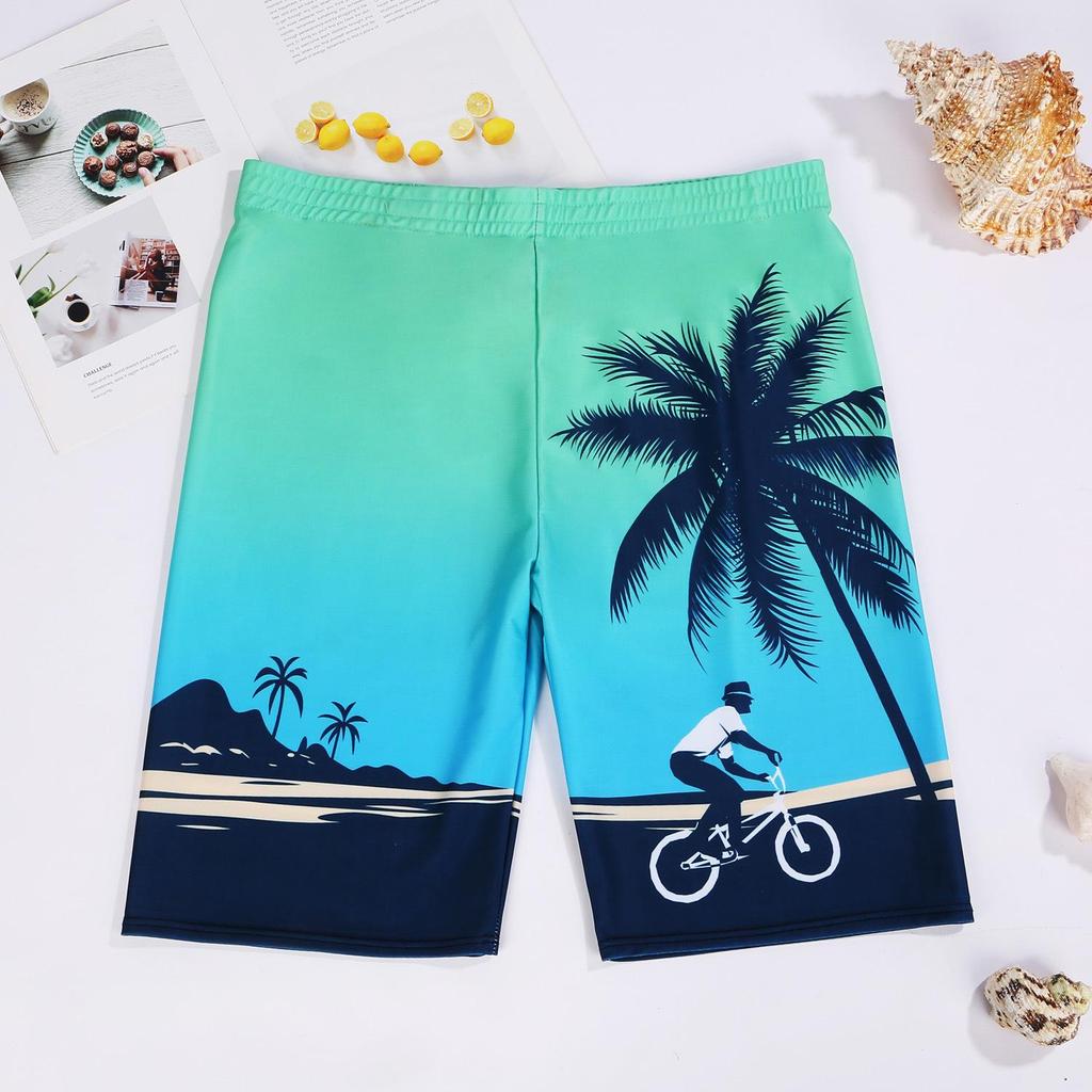 Men's Quick-Dry Printed Swim Trunks: Anti-Embarrassment, Wide Waist, Plus Size Beach Shorts for Adults.
