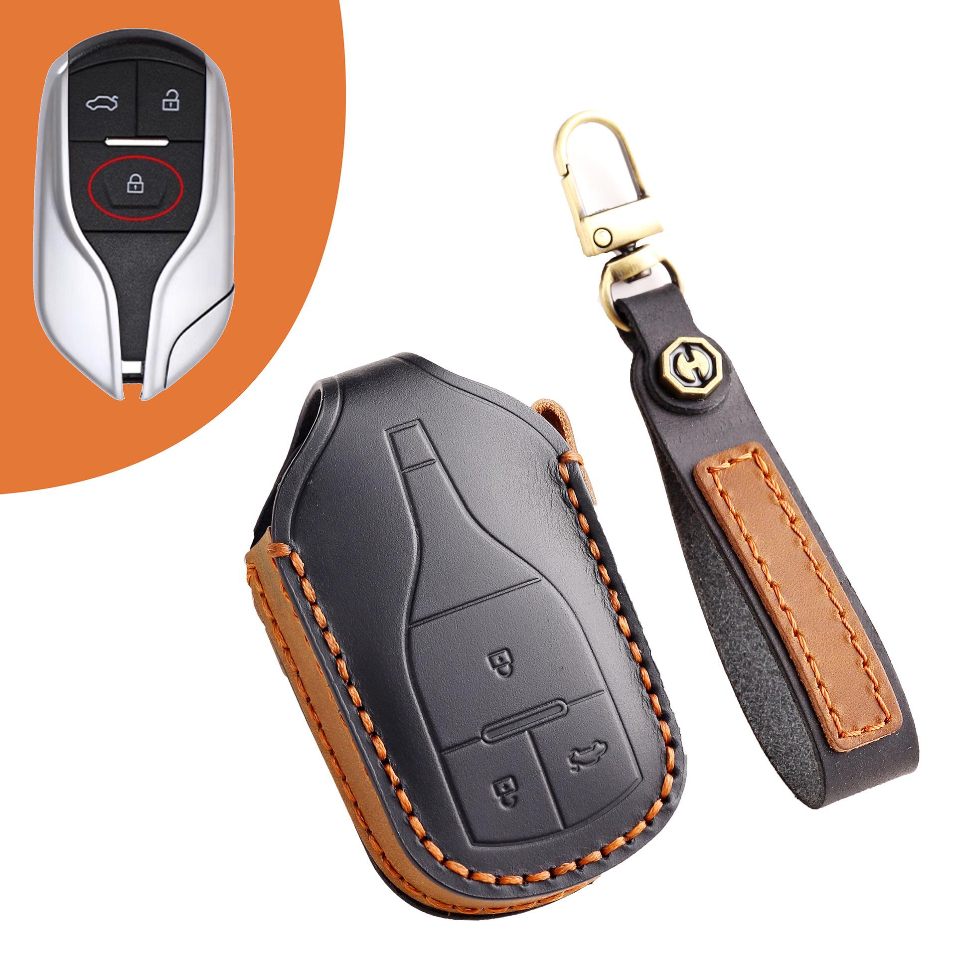 

Suitable for Hanteng x7 car leather key cover Hanteng x7s Hanteng x5max remote control high-end car key bag чёрный