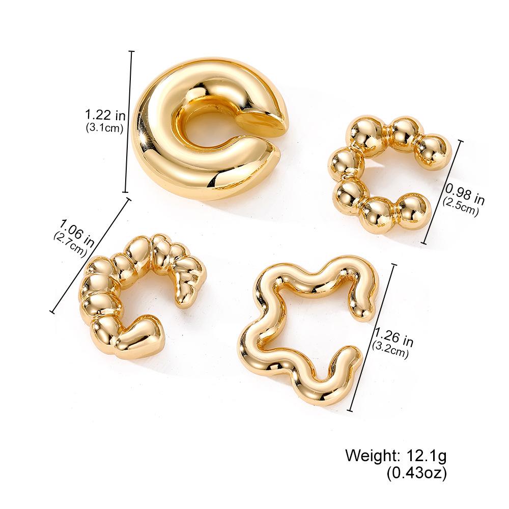 Punk Gold Silver Color Resin Clip Earring for Women Geometric Round Bead No Piercing Fake Cartilage Ear Cuff Jewelry Accessories