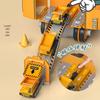 4-in-1 Deformable Engineering Vehicle Set with Small Cars, Crane, Excavator, and Pull-back Toy for Boys