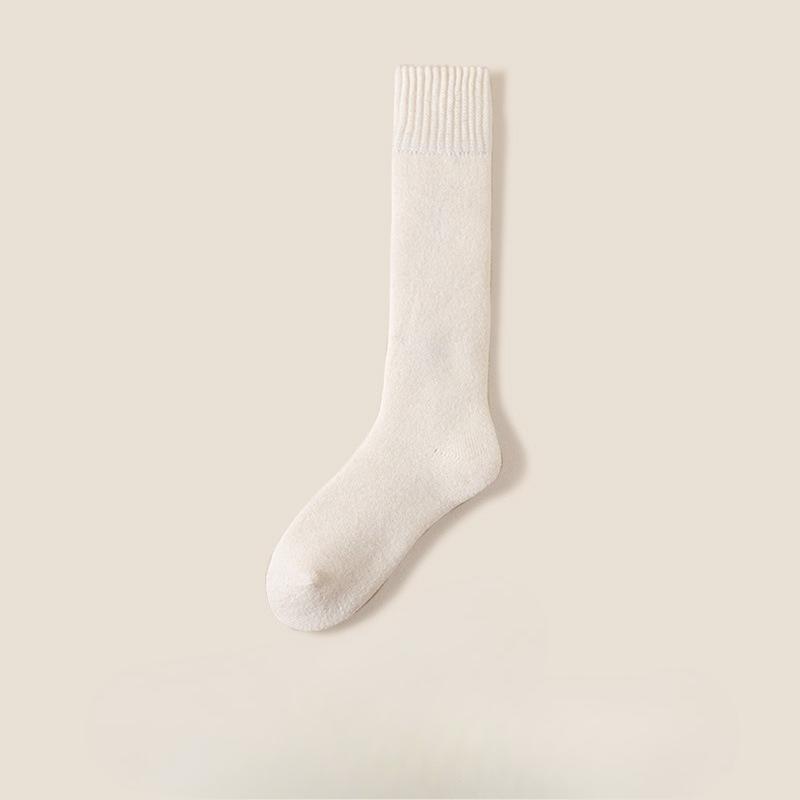 Chaussettes hautes en cachemire pour femmes, Chaussettes longues en laine d'automne et d'hiver, Épaissies avec du cachemire, Chaussettes de nuit confortables et chaudes