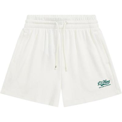 Li Ning Sports Lifestyle Series Losse Eenvoudige Veelzijdige Comfortabele Casual Vijfpunts Sportshorts Dames shorts Off-White AKSU530-3