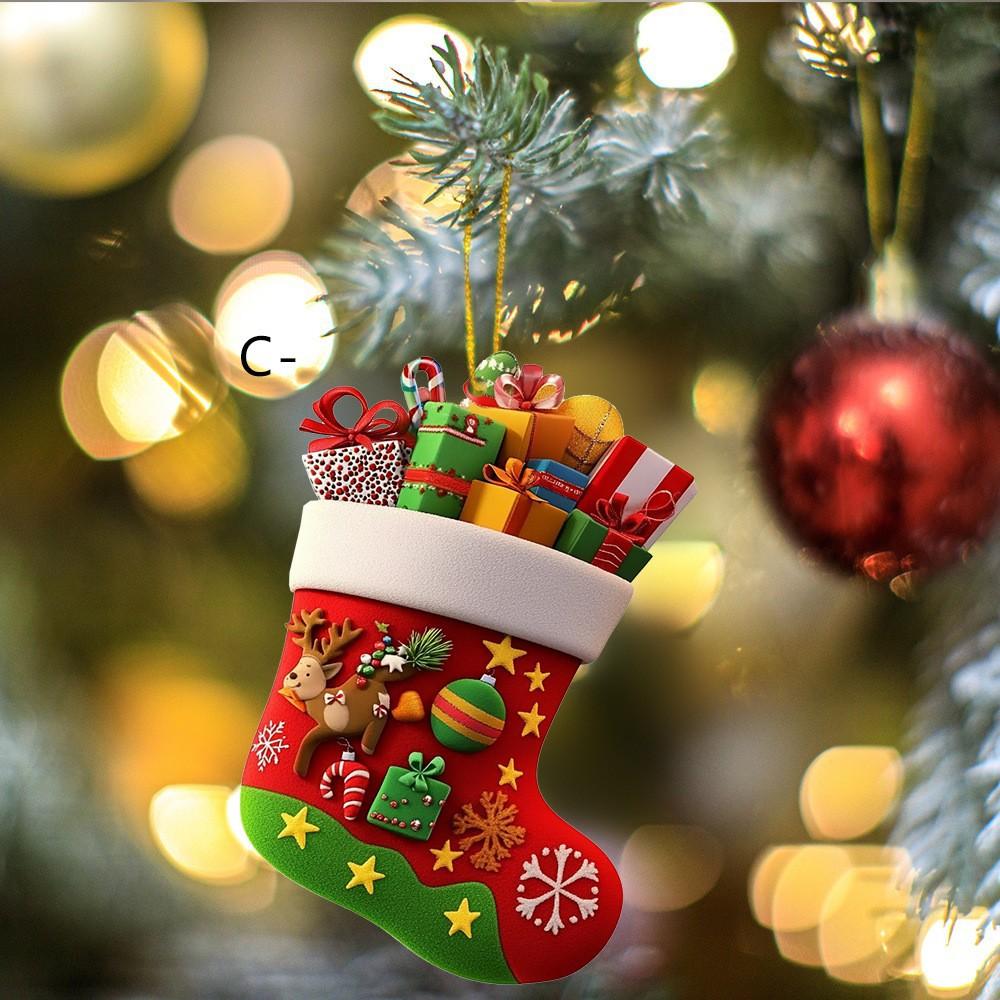 

Рождественские носки Подвесные украшения Милый Санта/Снеговик/Олень Зимние украшения для елки Домашней вечеринки