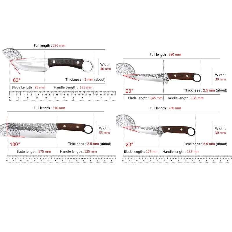 Butcher Boning Knife Cleaver Meat Fruit Vegetables Kitchen Knives Stainless Steel Blade Wooden Handle Handmade Forged Chef Knife