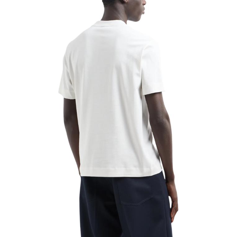 Emporio Armani Solid Color Logo Embroidered Round Neck Short Sleeve T-Shirt Men tops White 6D1TQ7-1JOCZ-01C7