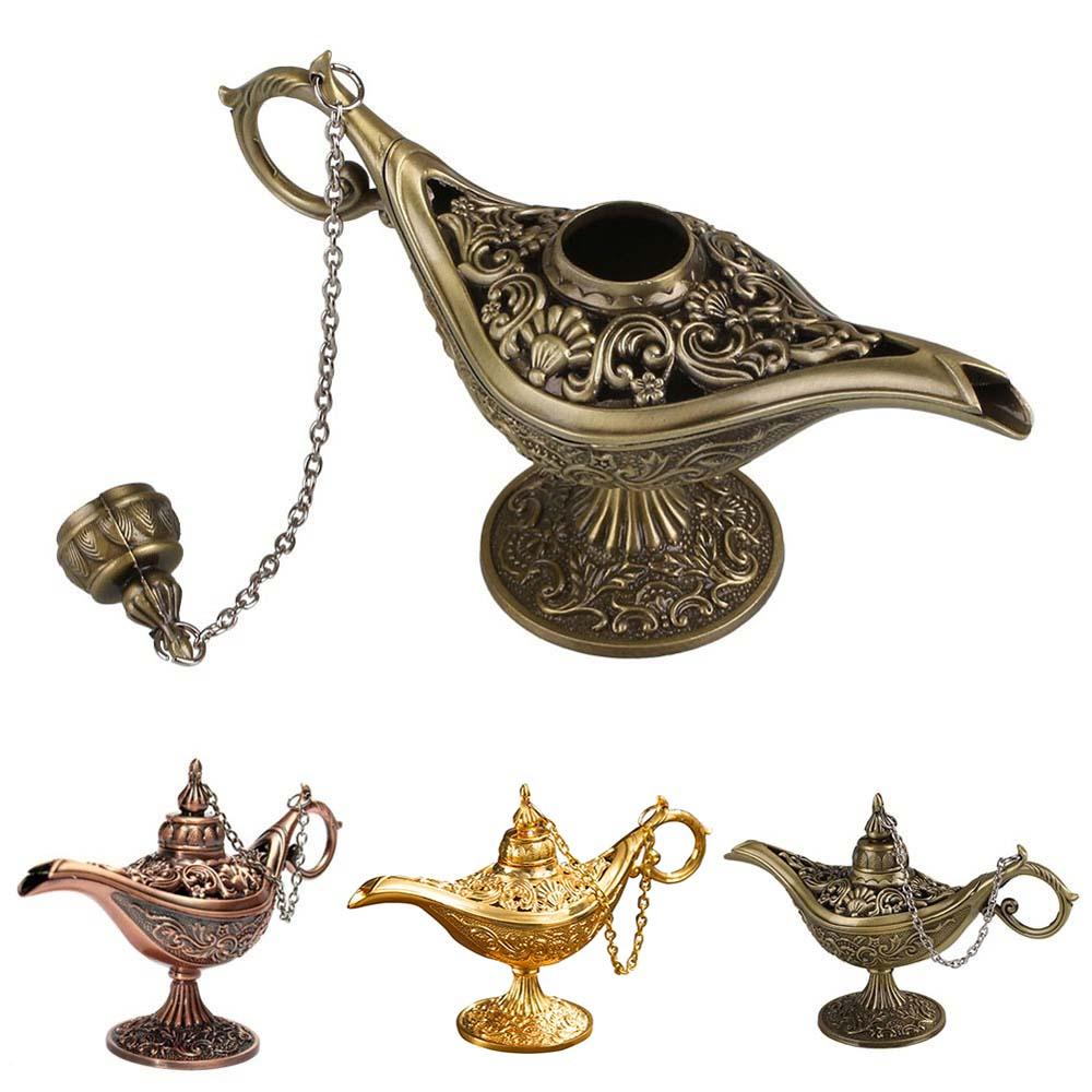 Zinc Zinc Alloy Home Decor Hollow Out Desktop Decor Ornaments Aladdined Magic Lamp Incense Holder Tea Pot
