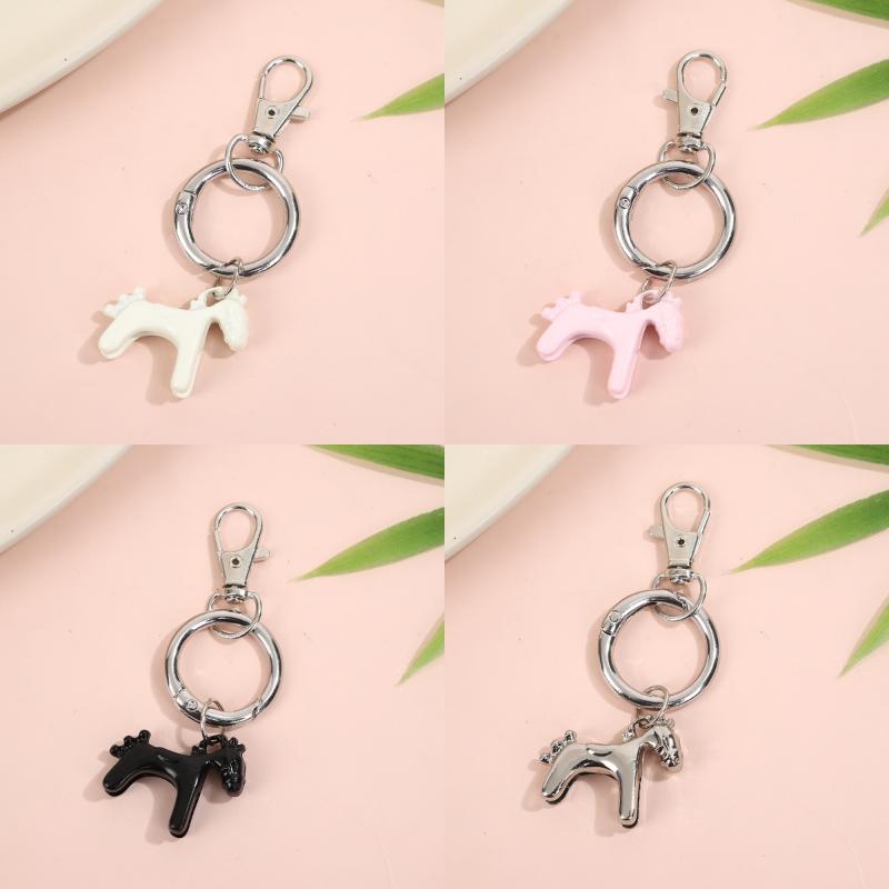 Creative Colorful Pony Keyring Fashion Simple Metal Keychain Backpack Pendant Versatile Key Hanging Decoration Accessories