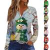 Moterų mados laisvalaikio gėlių raštas su V kaklu ilgomis rankovėmis, marškinėliai ilgomis rankovėmis