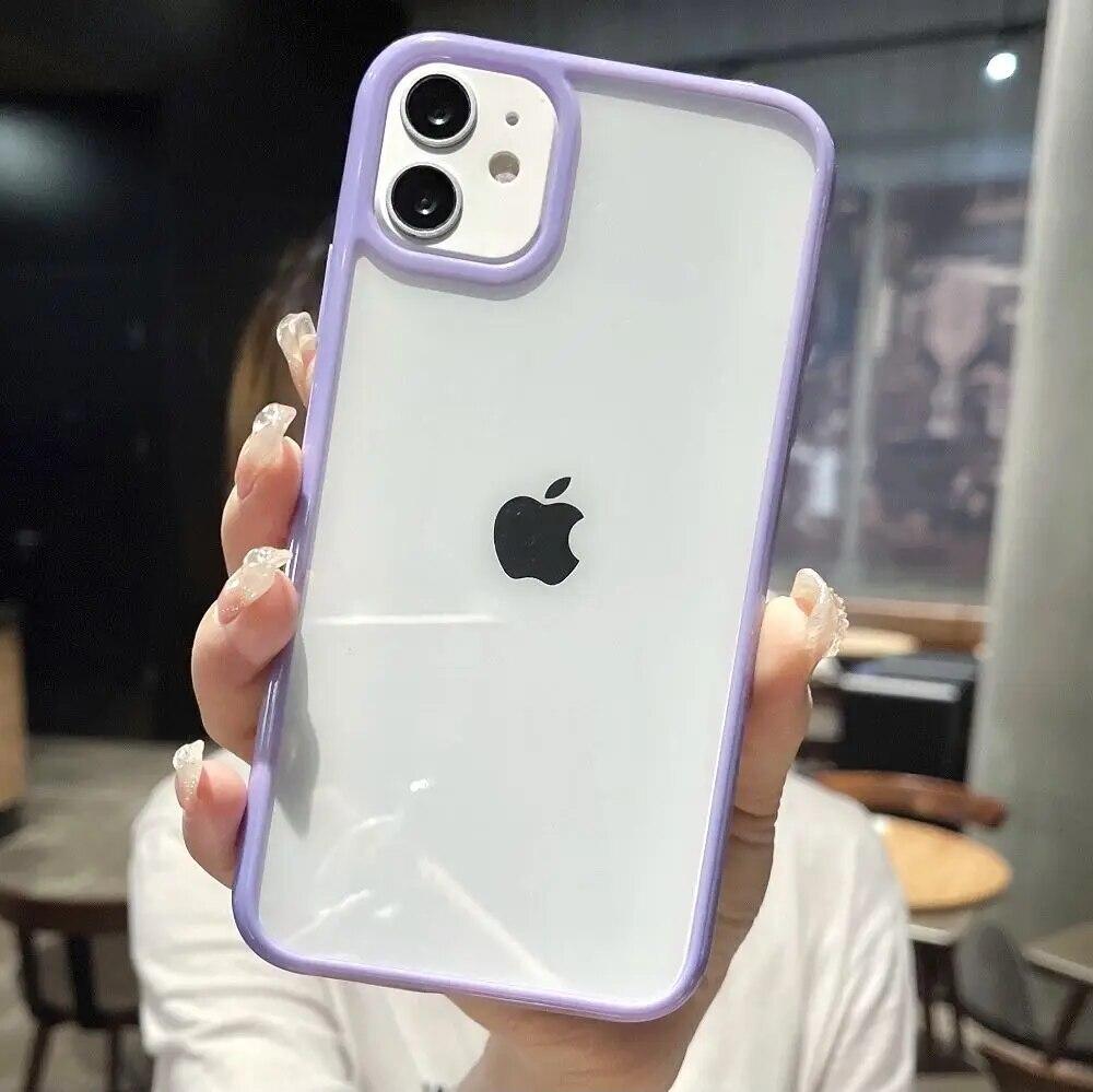 Colorful Bumper Shockproof Trasparent Phone Case For iPhone 15 14 13 12 Mini 11 Pro Max XR X XS 8 7 Plus SE2022 Clear Back Cover