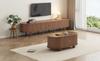 Living Room TV Cabinet with Storage Space + Coffee Table Combination, Walnut Combination In Original Wood Color, MDF, Set of 2