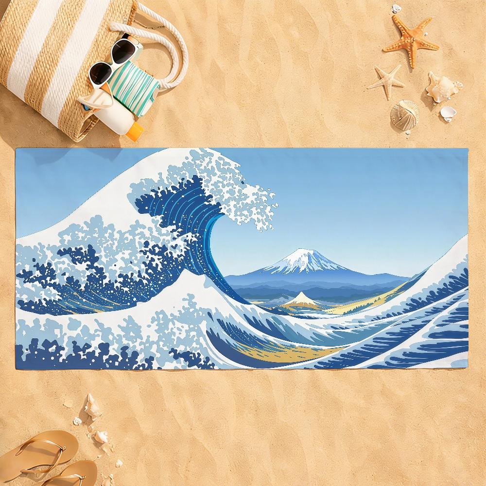 Katsushika Art Great Waves Cartoon Towel Towels For Beaches Yoga Studios Gyms Hot Springs Swimming Pools And Picnics