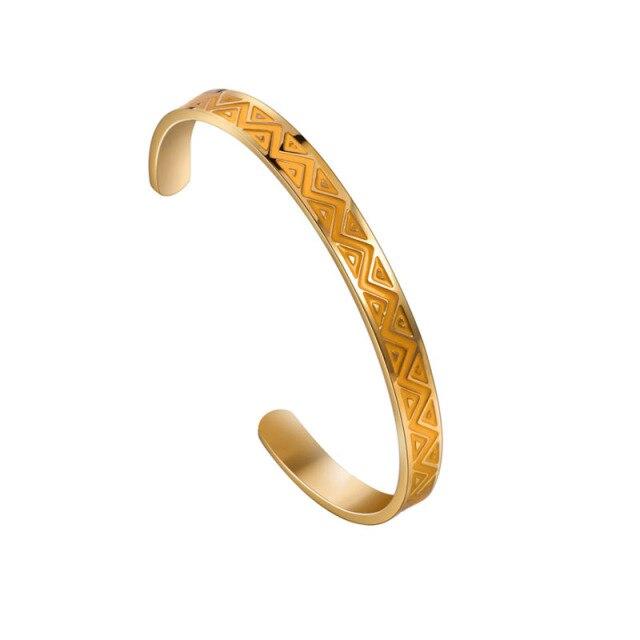 Ethnic Style Jewelry 6mm Enamel Colorful Geometric Pattern Titanium Steel Women Open Bangle