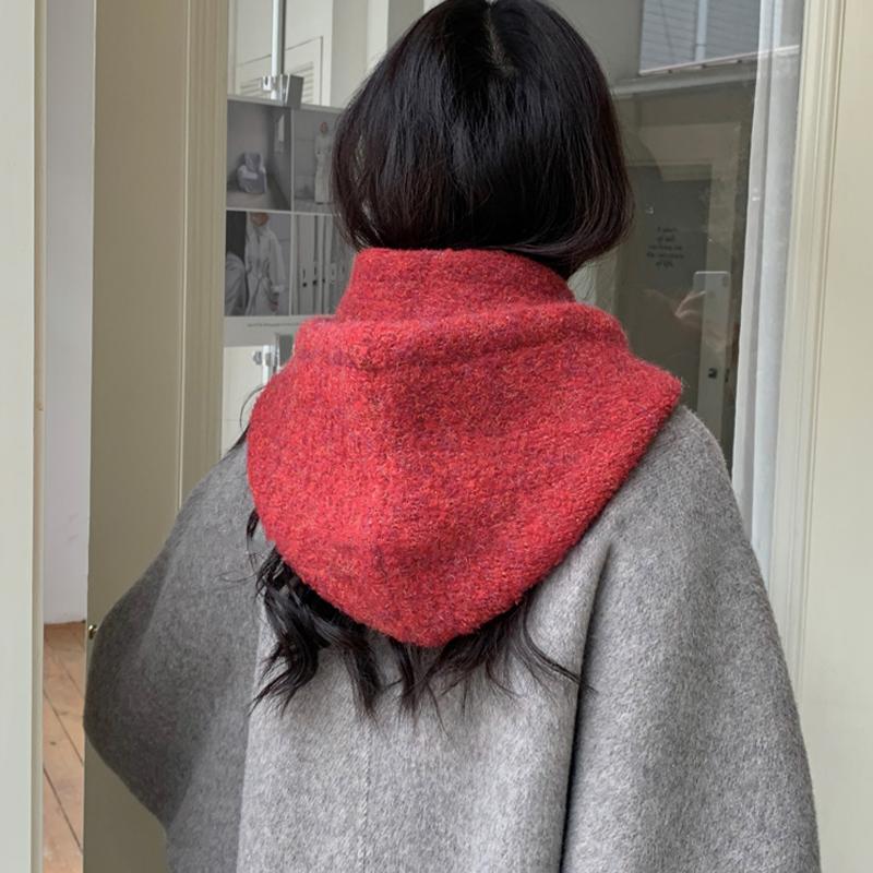 Korean Style Hat Scarf Women'S Autumn And Winter Warm Ear Protection Hooded Scarf Knitted Wool Hat