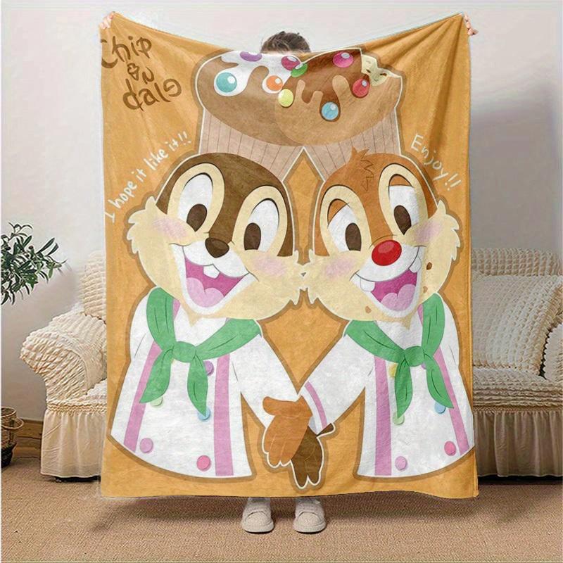 1pc, Chip & Dale Stuffed Animal Cute Cartoon Character Decorative Throw Blanket for Home, Living Room, Bedroom, Travel, Camping, Car, Beach,