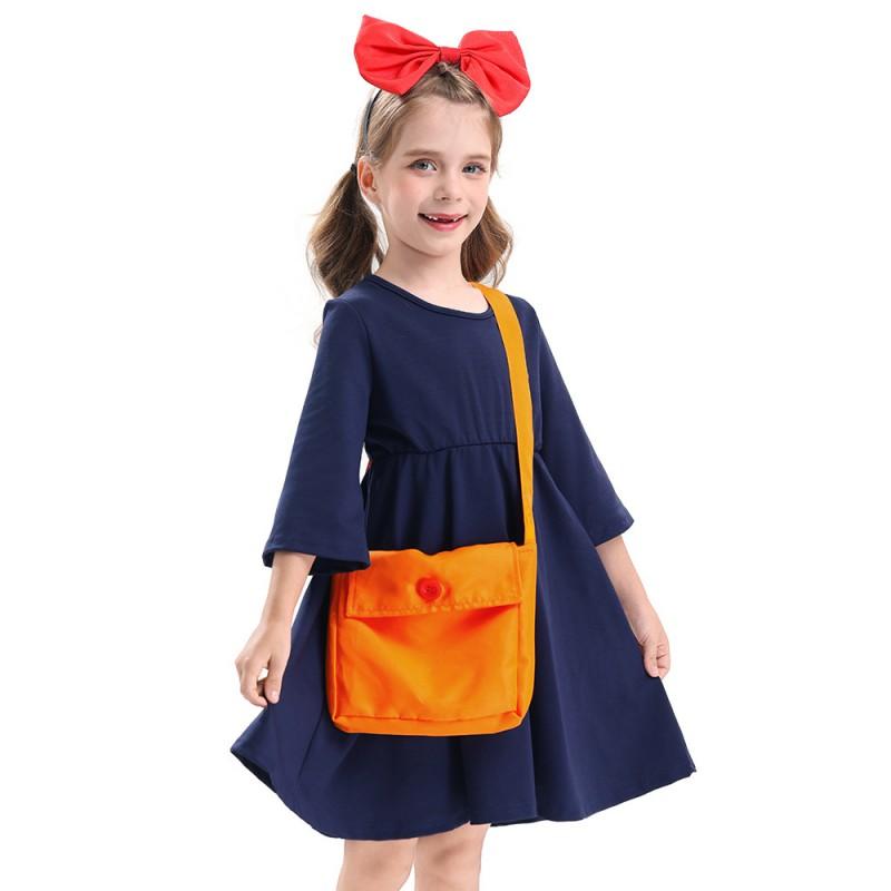 Set Vestito Costume di Halloween per Bambini Strega Servizio di Consegne Kikis Outfit Cosplay Bambine Età 3-14
