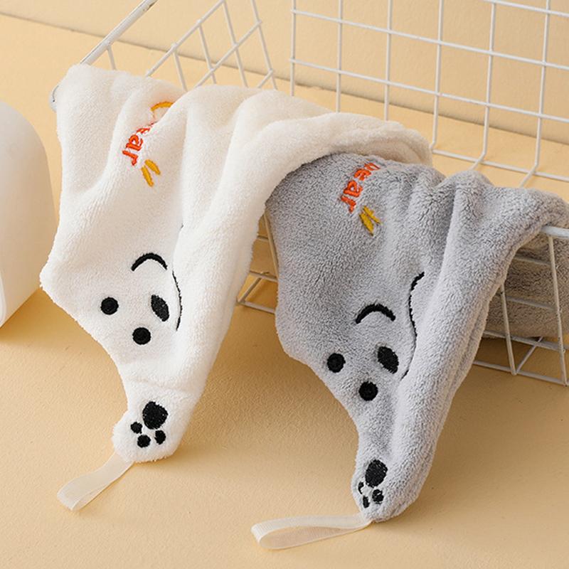 1/2PC Polar Bear Hand Wiping Towel Super Absorbent Soft Hanging Kitchen Towel Family Essential Coral Thicken Cartoon Hand Towel