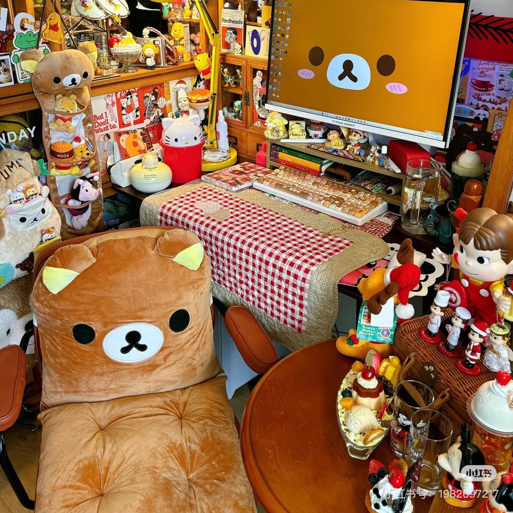 Kawaii Rilakkuma All-in-One Plüschstuhl Kissen Rückenlehnenkissen Weiches Gemütliches Sitzpolster für Wohnheim Bürostuhl Sofa Schlafzimmer Frauen