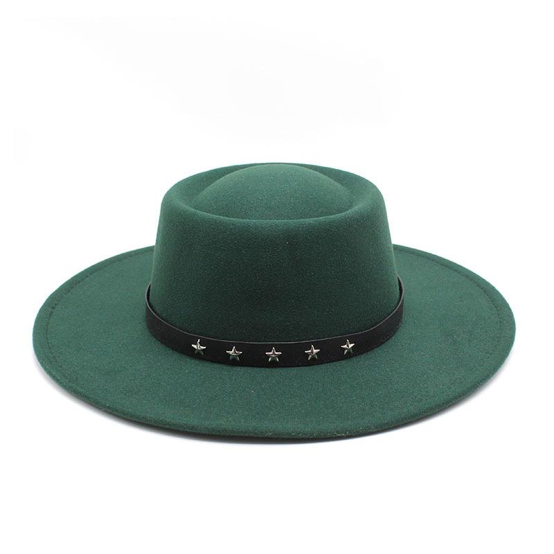 2022 Woolen Hat Women Spring And Autumn French Top Hat White Flat Edge Wide Brim British Men