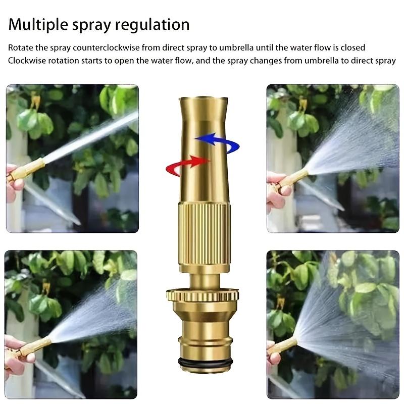High Pressure Garden Water Gun Adjustable Fan Spray Metal Nozzle for Car Washing & Plant Watering Durable Multi-Purpose Sprayer