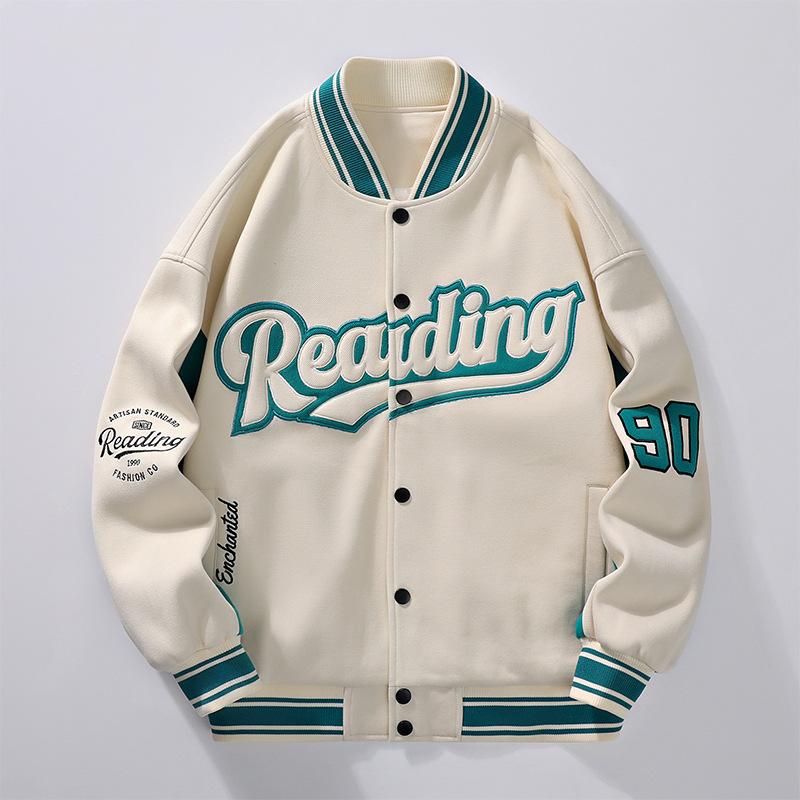 Student Baseball Uniform Men's Autumn Casual Loose Jacket Baseball Letter Color Composite Sports Jacket Men