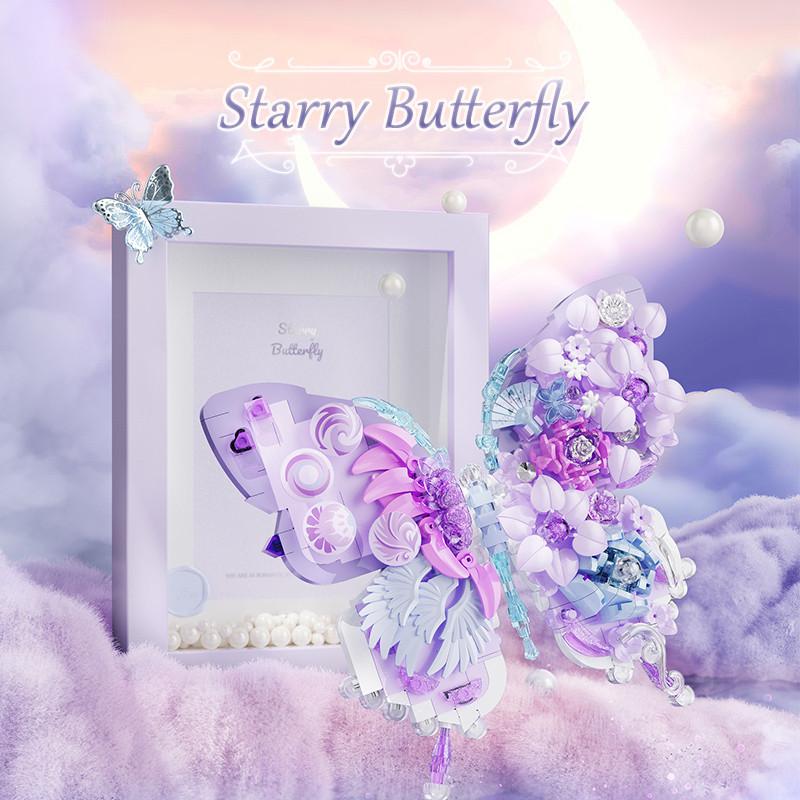 Non-Toxic Dreamy Butterfly Model Assemblage Building Blocks Moc Fantasy Picture Frame Ornaments Home Decorations Kids Toys Gifts For Children