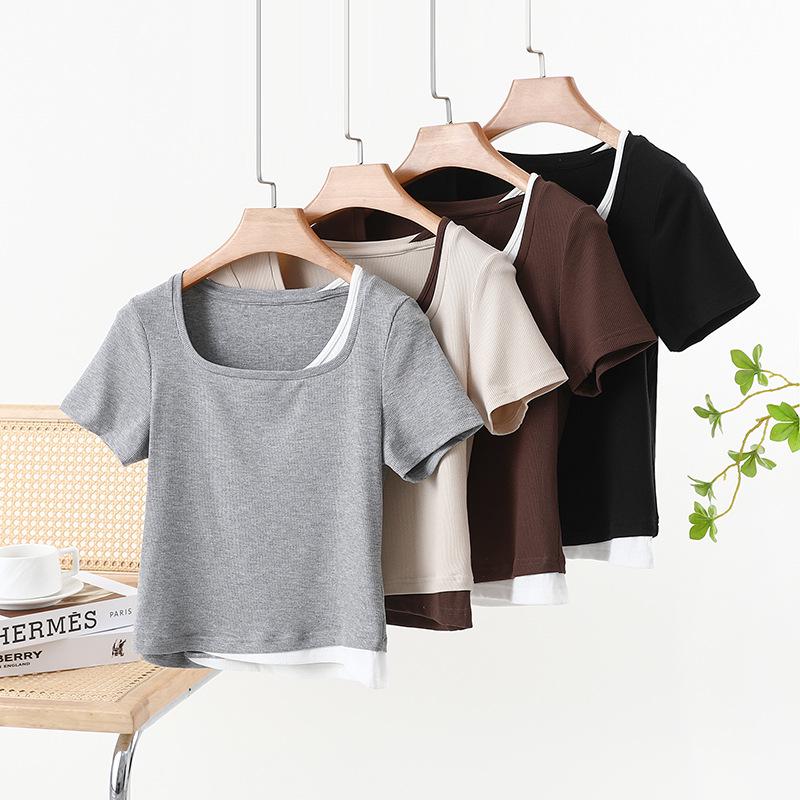 

Women s Slim-Fit Irregular Ribbed Cotton Tee - Summer 2025 Large