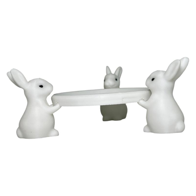 Cute Bunnies Design Decorative Tray 3D Printed Easter Rabbit Plate Cake Stand For Jewelry And Key Desk Organizers Decors