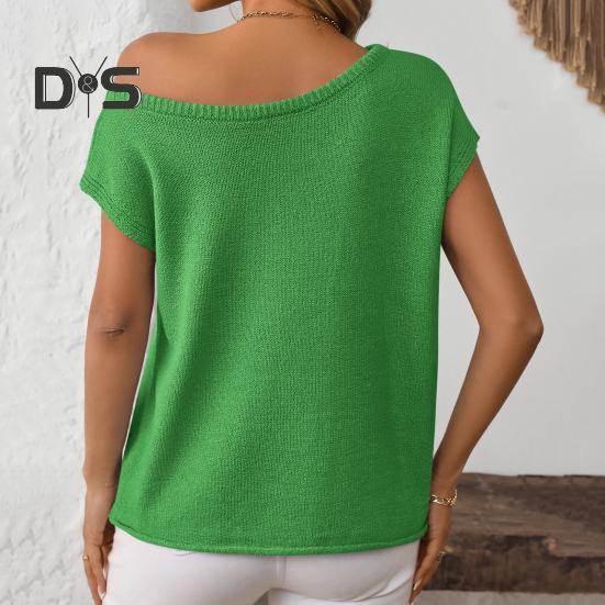 Damen-Oberteile, kurzärmelig, Schraubkragen, einfarbig, T-Shirt, Frühling/Sommer, dehnbar, Pullover, Oberteile für den Alltag